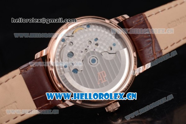 Audemars Piguet Jules Audemars Skeleton Tourbillon Asia ST25 Automatic Rose Gold Case Brown Dial Roman Numeral Markers and Brown Leather Strap - Click Image to Close